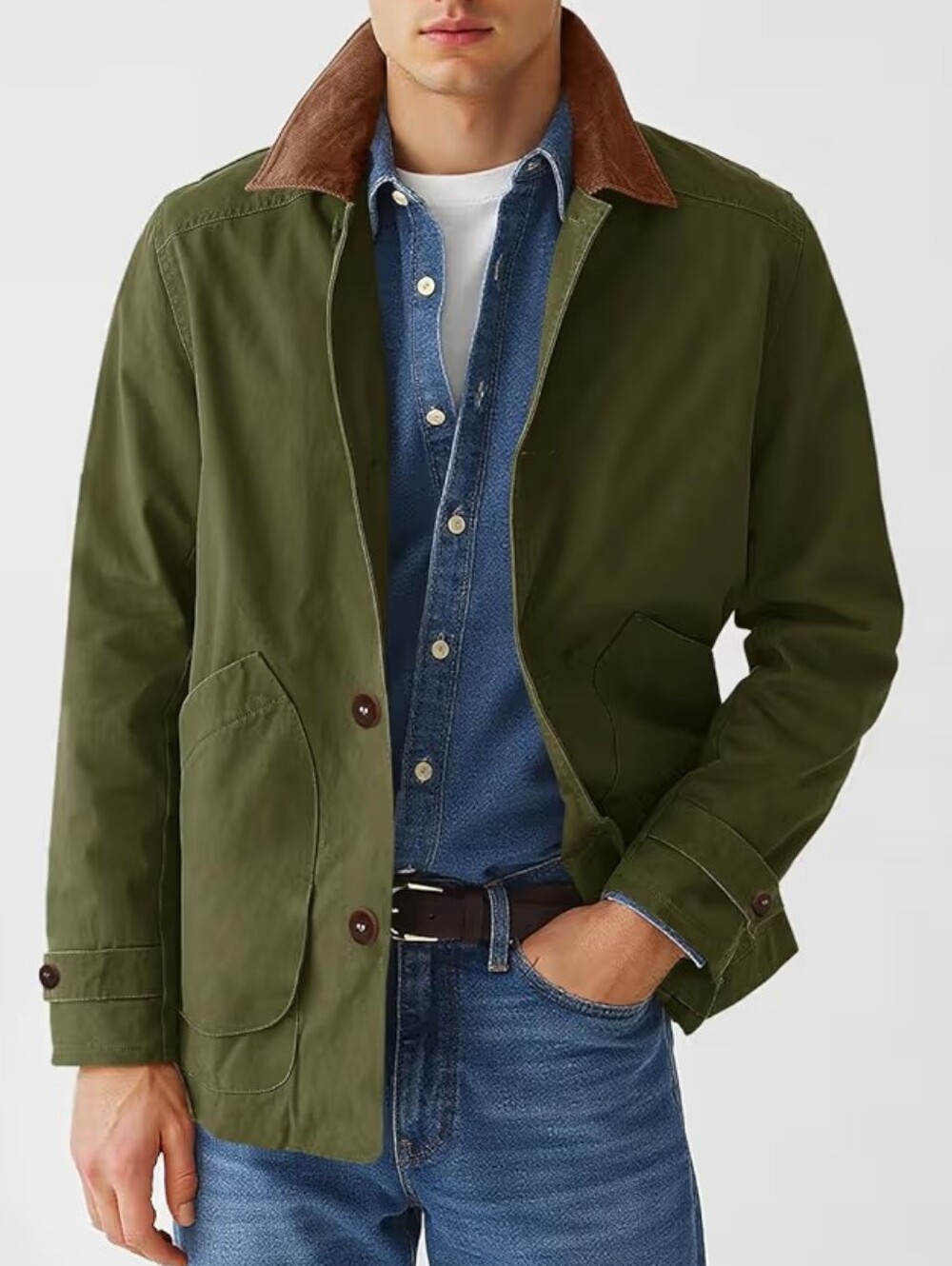 NWT Runcati Two-Tone Brown Army Green Cotton Barn Jacket